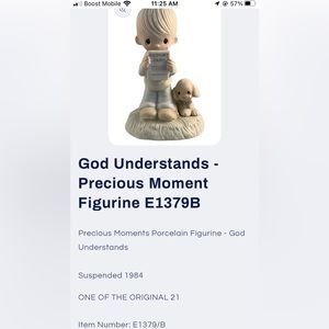 Precious Moments one of the original 21, God Understands figurine